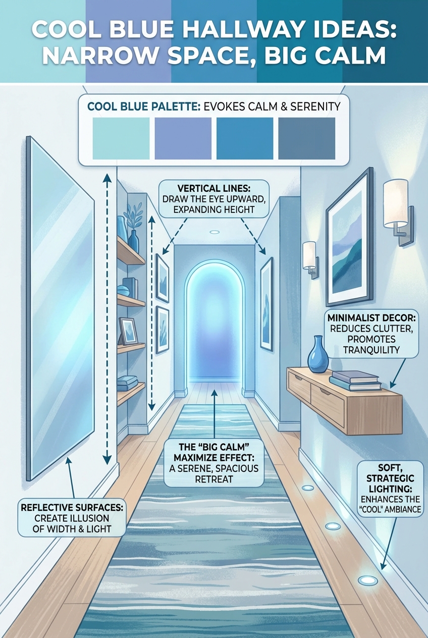 Cool Blue Hallway Ideas: Narrow Space, Big Calm - photo 4