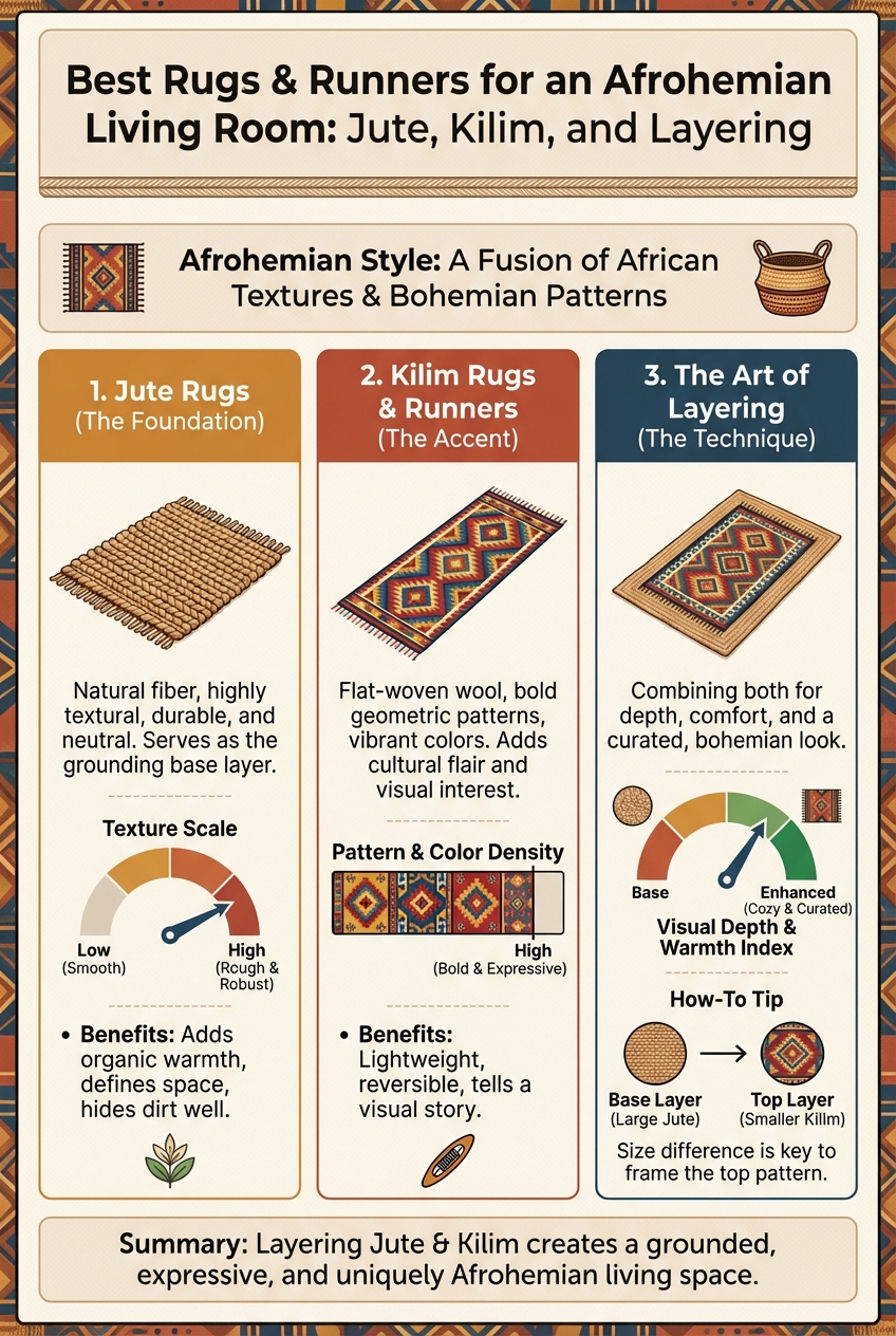 Best Rugs & Runners for an Afrohemian Living Room: Jute, Kilim, and Layering - photo 3