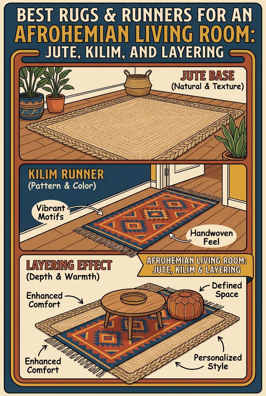 Best Rugs & Runners for an Afrohemian Living Room: Jute, Kilim, and Layering - photo 4