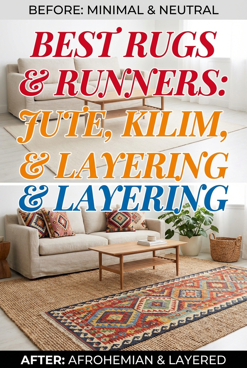 Best Rugs & Runners for an Afrohemian Living Room: Jute, Kilim, and Layering - photo 5