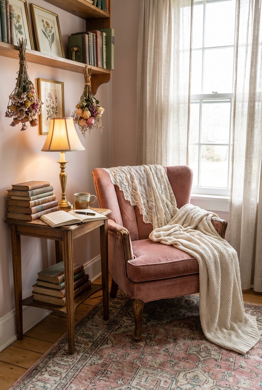 Poetcore Living Room Ideas: Vintage Charm + Soft, Romantic Layers