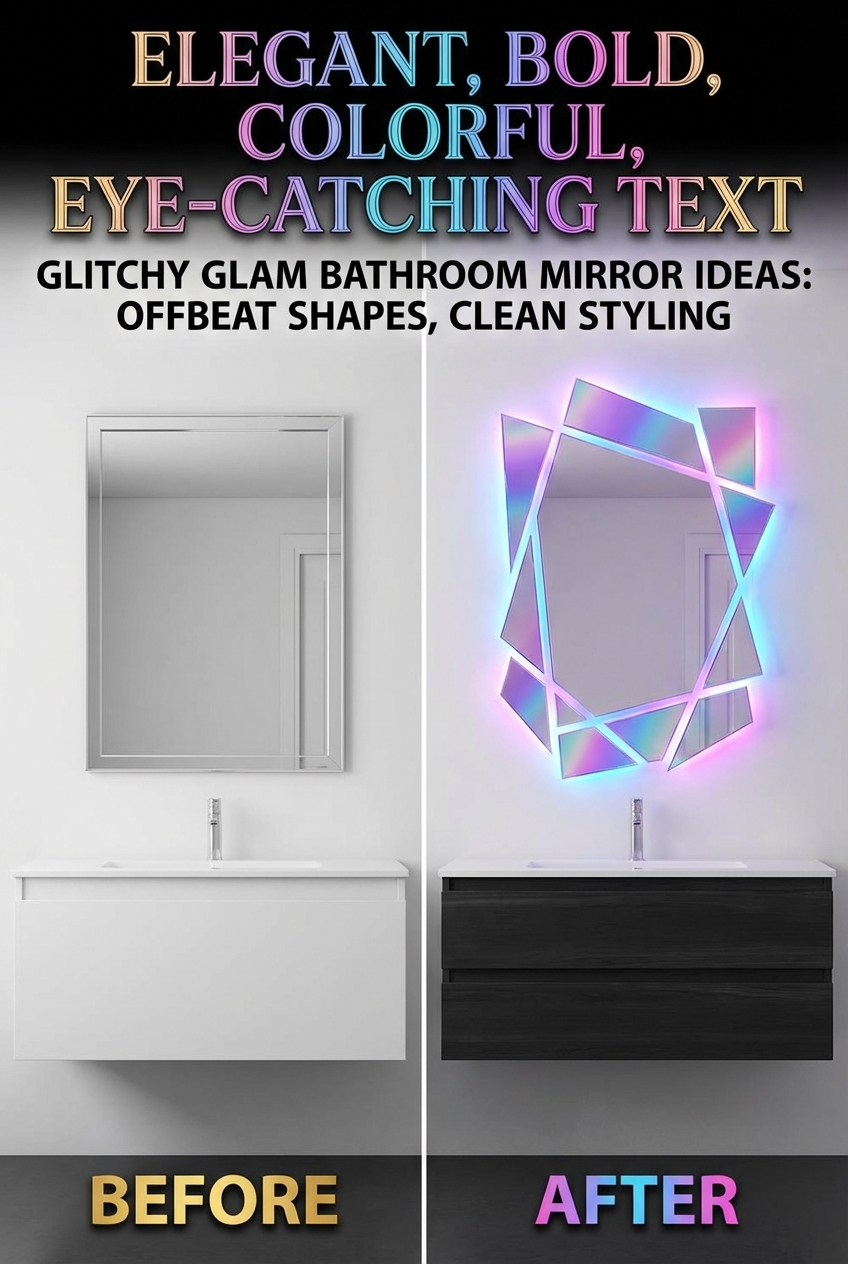 Glitchy Glam Bathroom Mirror Ideas: Offbeat Shapes, Clean Styling - photo 5