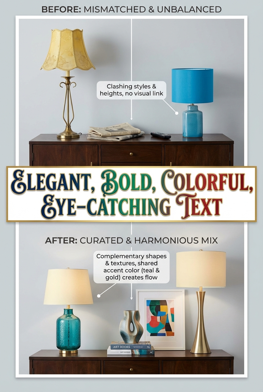 How to Mix Two Different Table Lamps on a Sideboard - photo 5