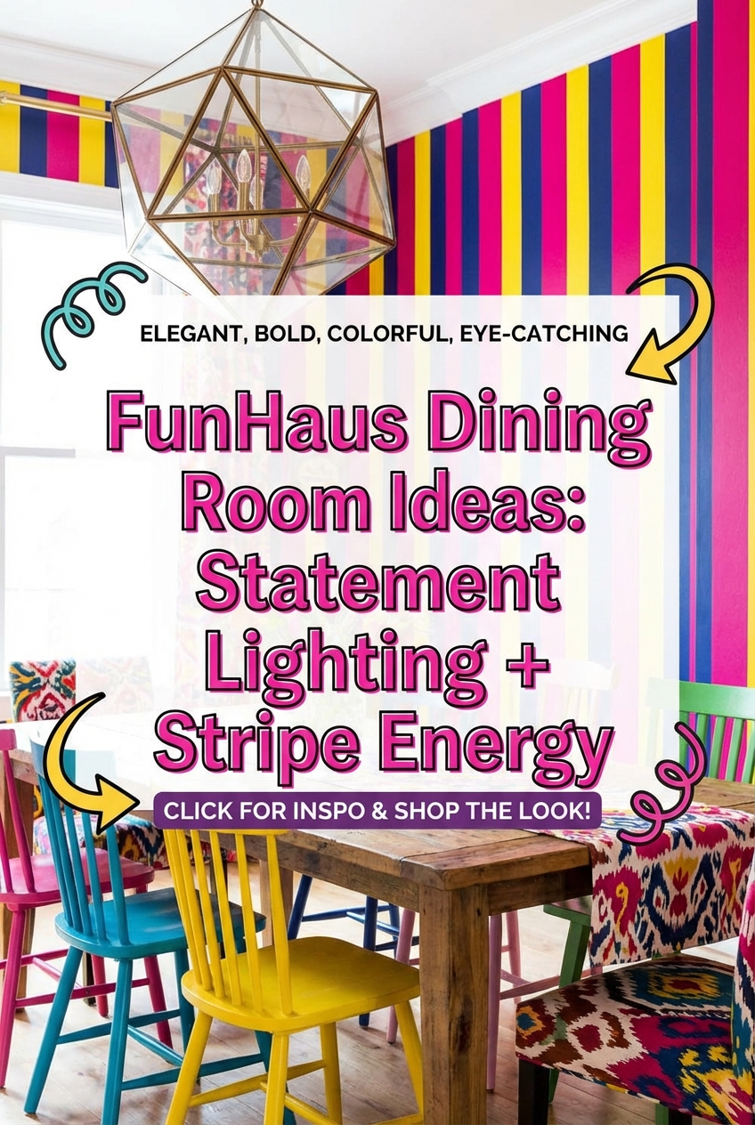 FunHaus Dining Room Ideas: Statement Lighting + Stripe Energy - photo 2