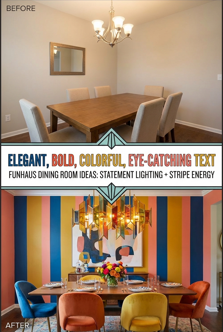 FunHaus Dining Room Ideas: Statement Lighting + Stripe Energy - photo 5