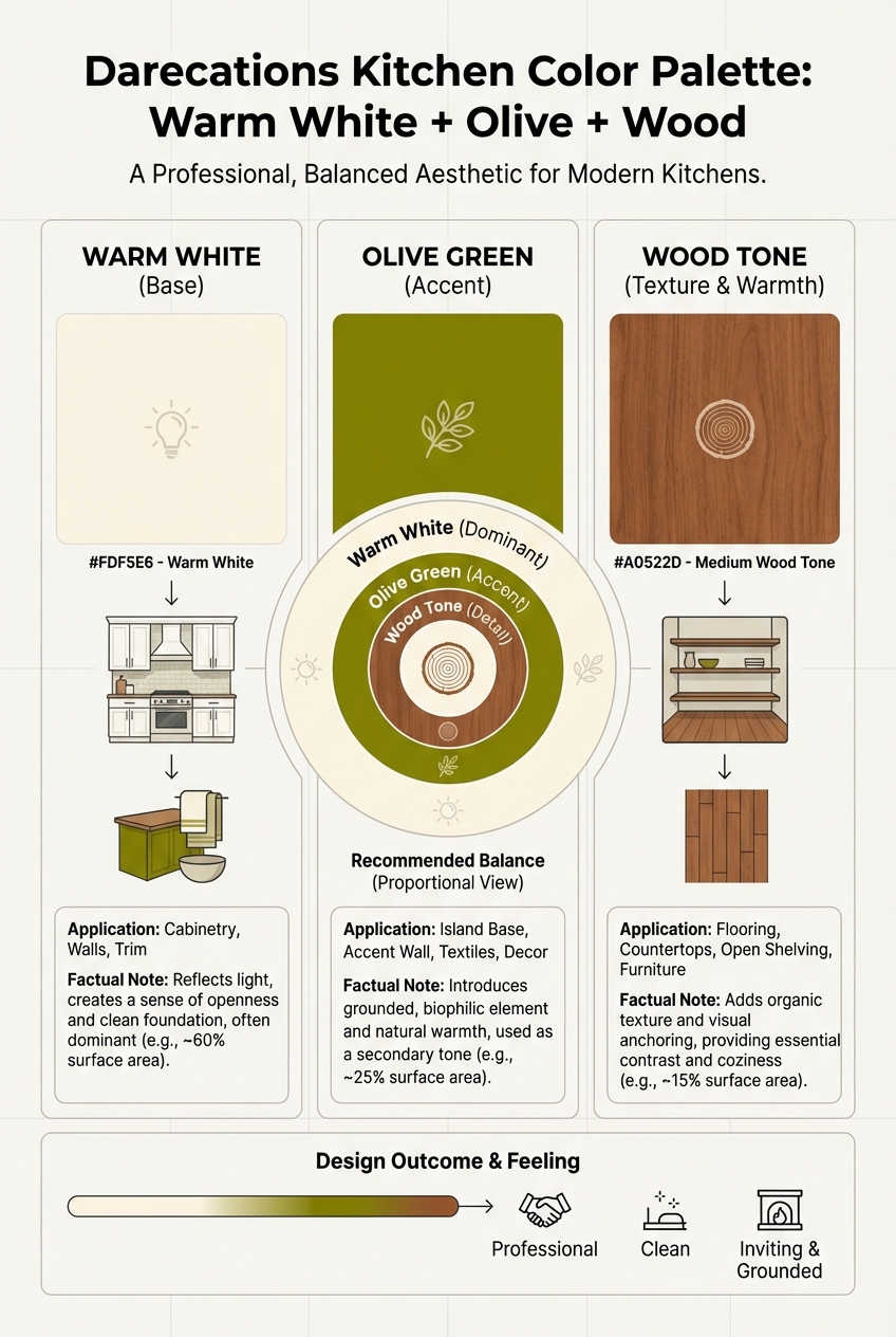 Darecations Kitchen Color Palette: warm white + olive + wood - photo 3