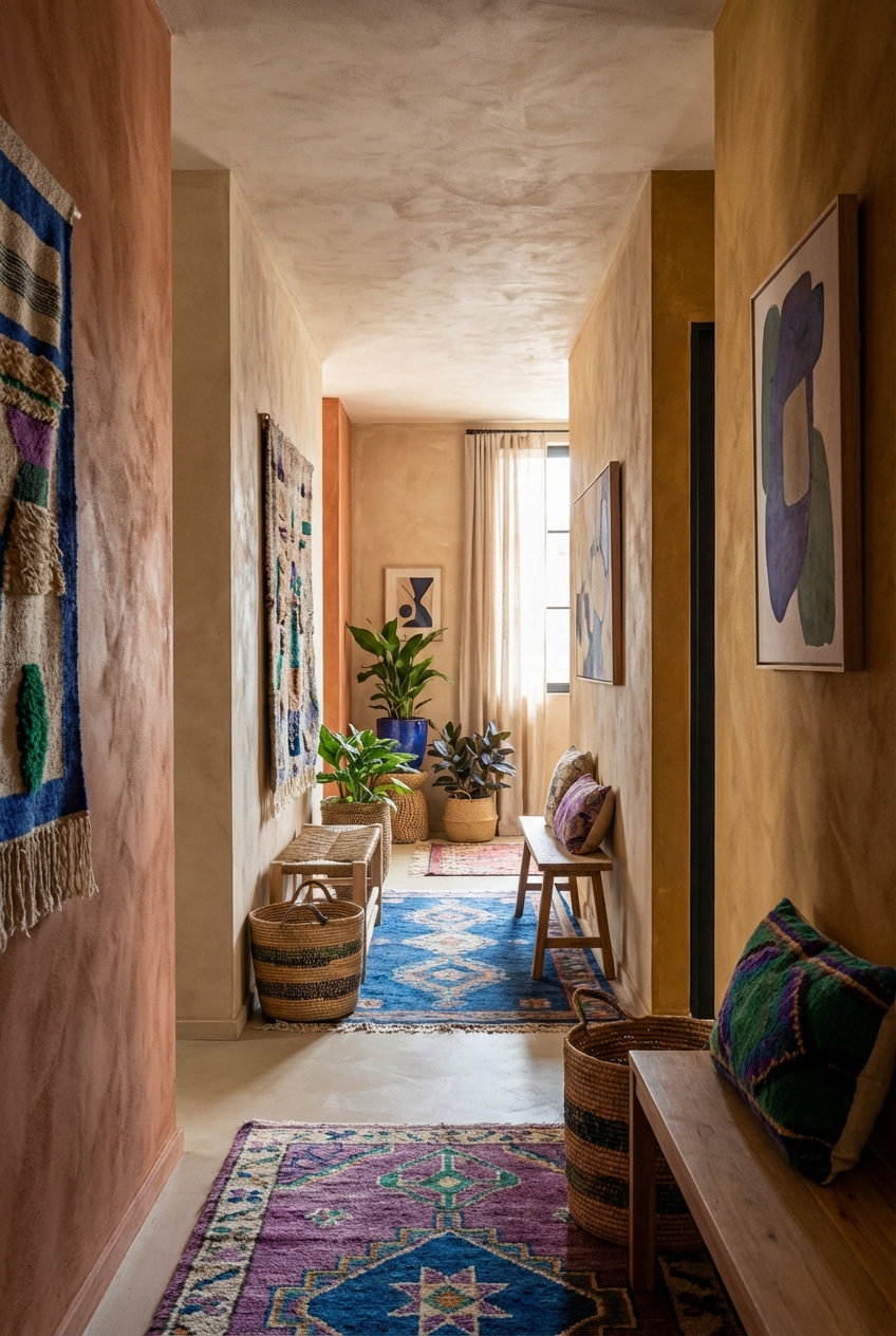 Afro-Boho Hallway Color Palette: Earthy Neutrals + Jewel Tones