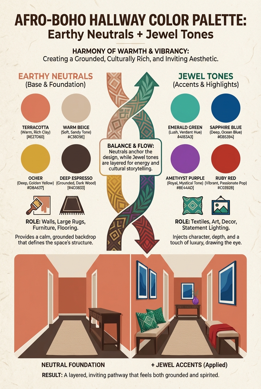 Afro-Boho Hallway Color Palette: Earthy Neutrals + Jewel Tones - photo 3