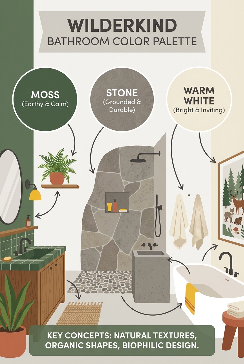 Wilderkind Bathroom Color Palette: Moss, stone, and warm white - photo 4