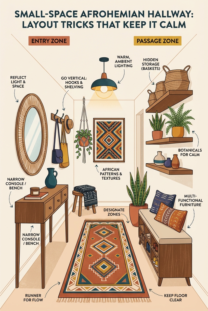Small-Space Afrohemian Hallway: Layout Tricks That Keep It Calm - photo 4
