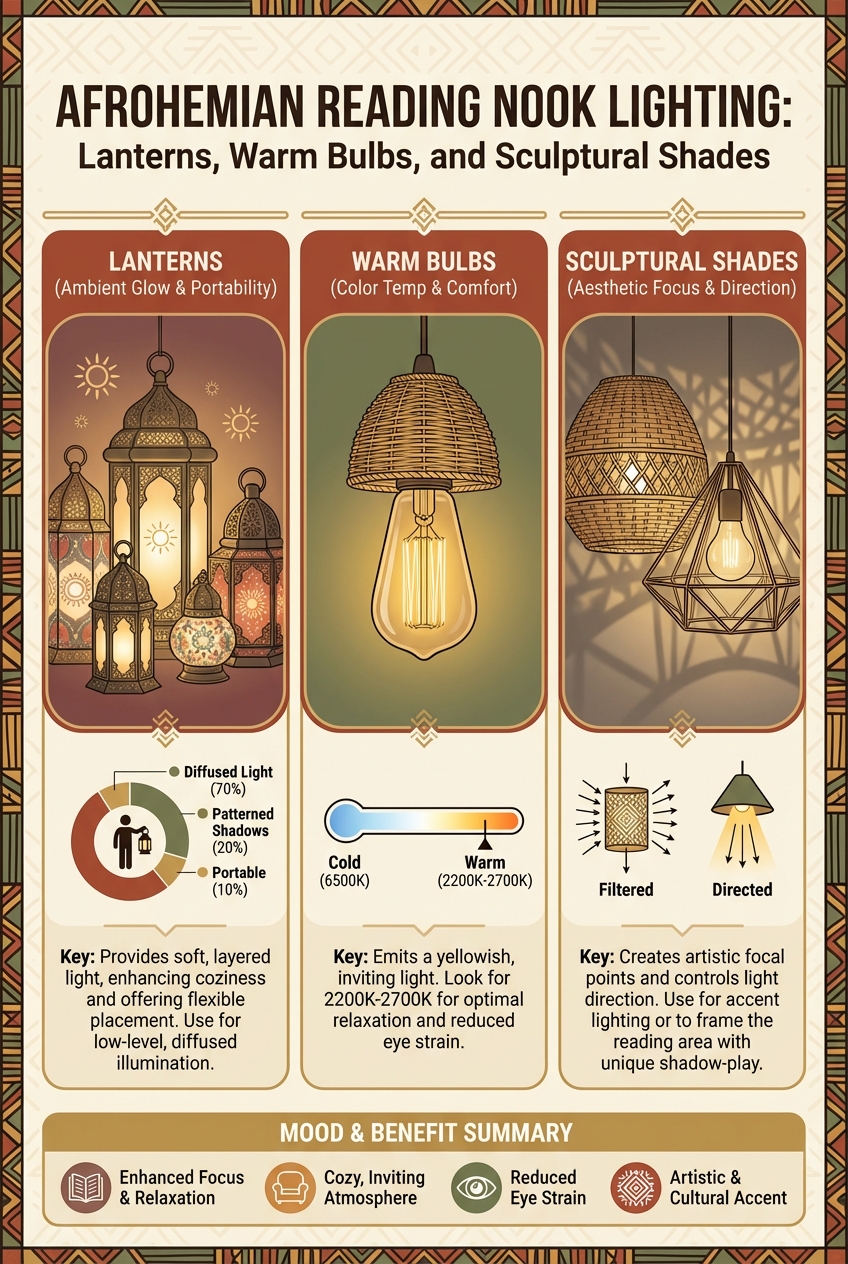 Afrohemian Reading Nook Lighting: Lanterns, Warm Bulbs, and Sculptural Shades - photo 3