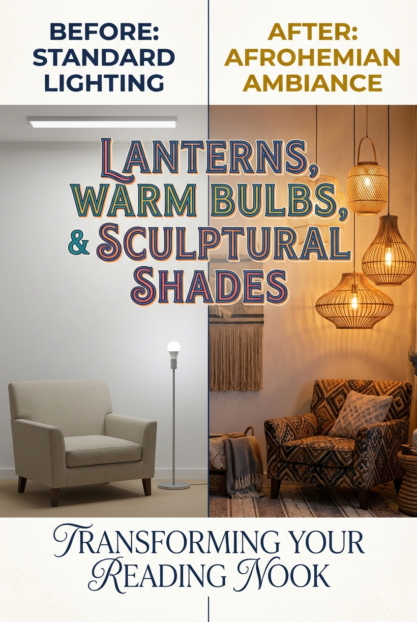 Afrohemian Reading Nook Lighting: Lanterns, Warm Bulbs, and Sculptural Shades - photo 5