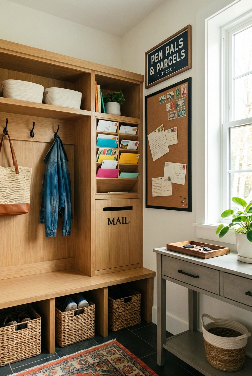 Pen Pals Entryway Ideas: A Pretty Mail Station and Drop Zone