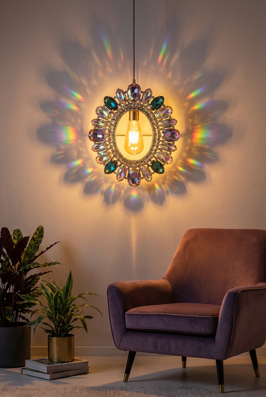 Brooched Lighting Ideas: Prismatic Glow, Soft Shadows, and Warm Bulbs