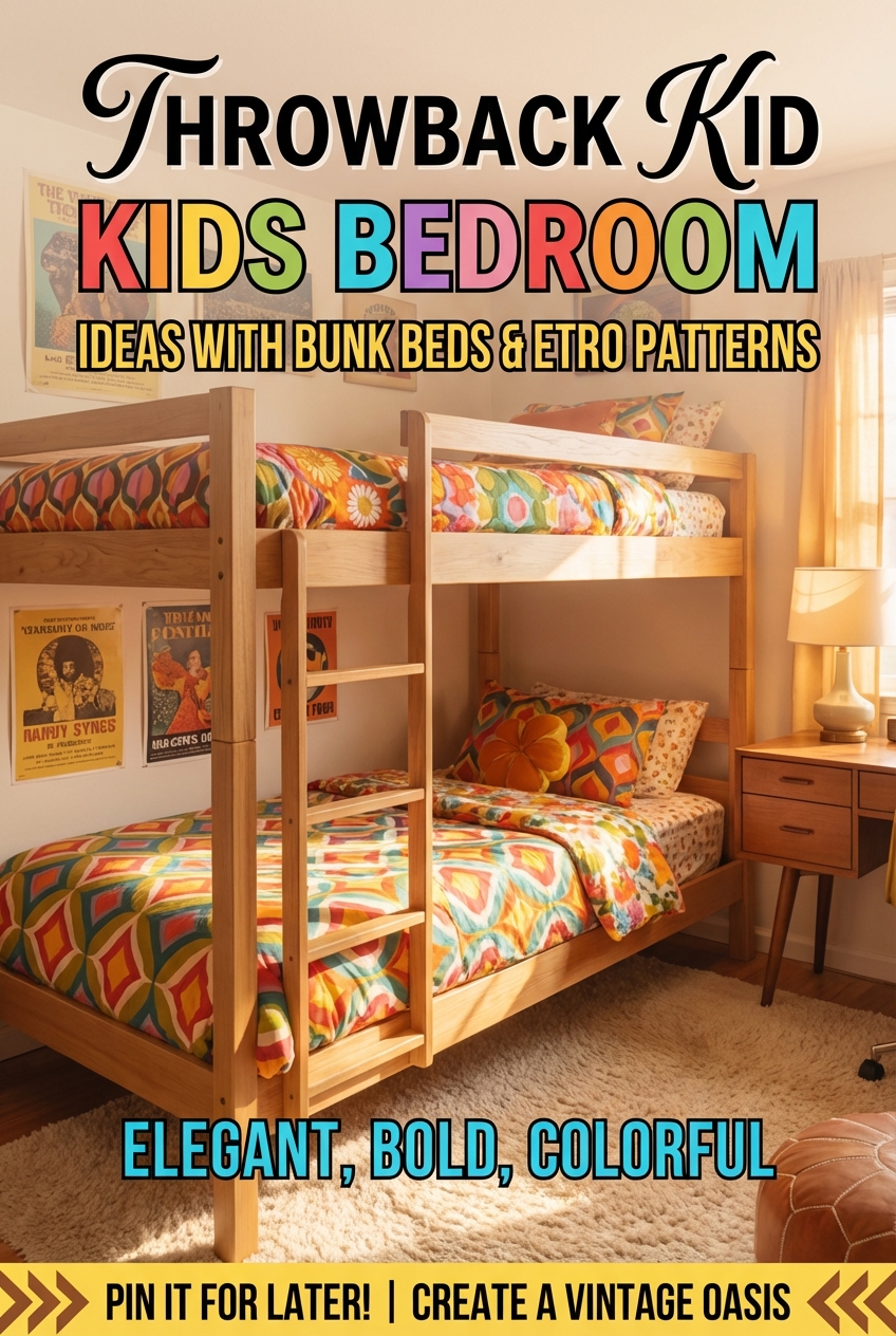Throwback Kid Kids Bedroom Ideas with Bunk Beds and Retro Patterns - photo 2