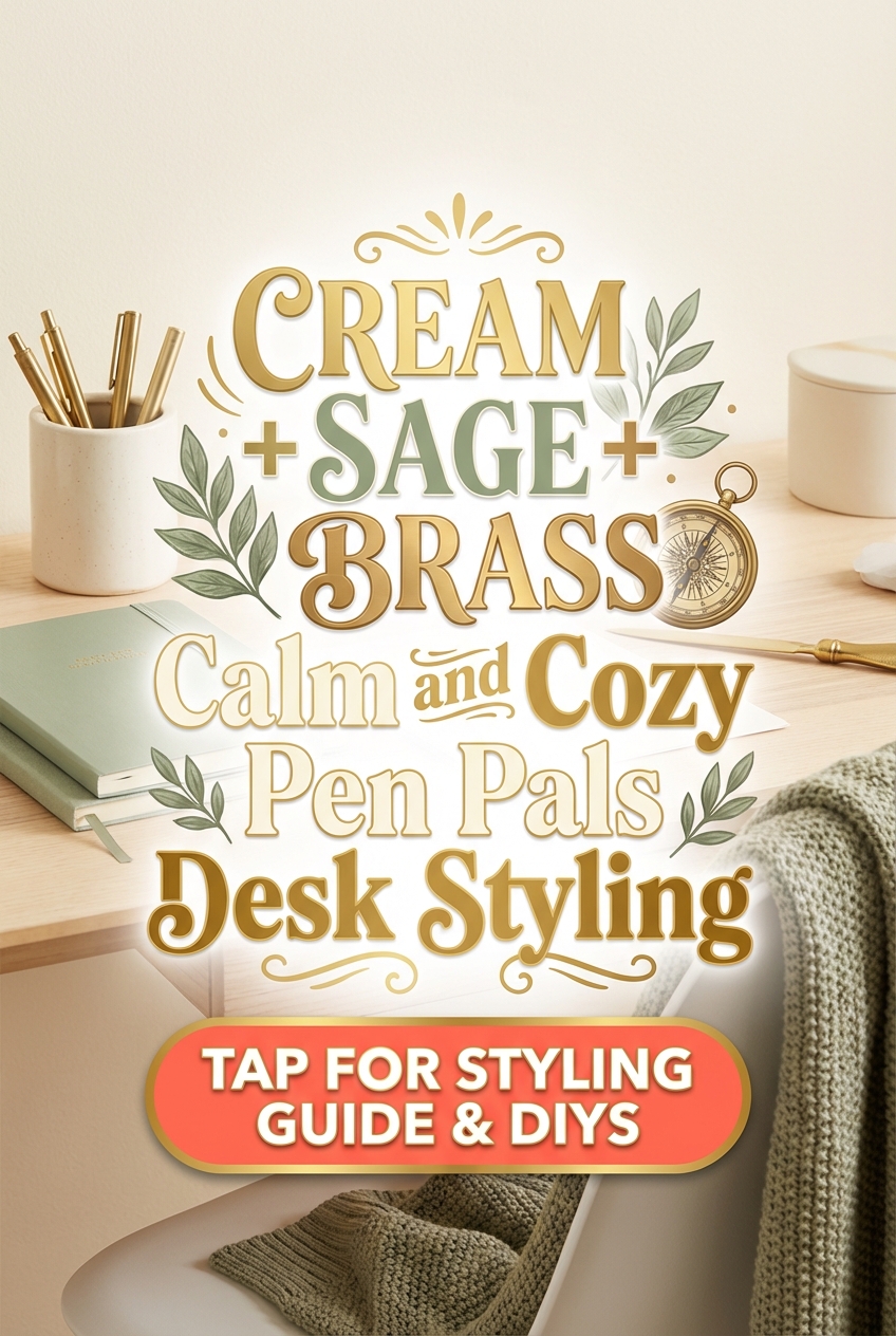 Cream + Sage + Brass: Calm and Cozy Pen Pals Desk Styling - photo 2