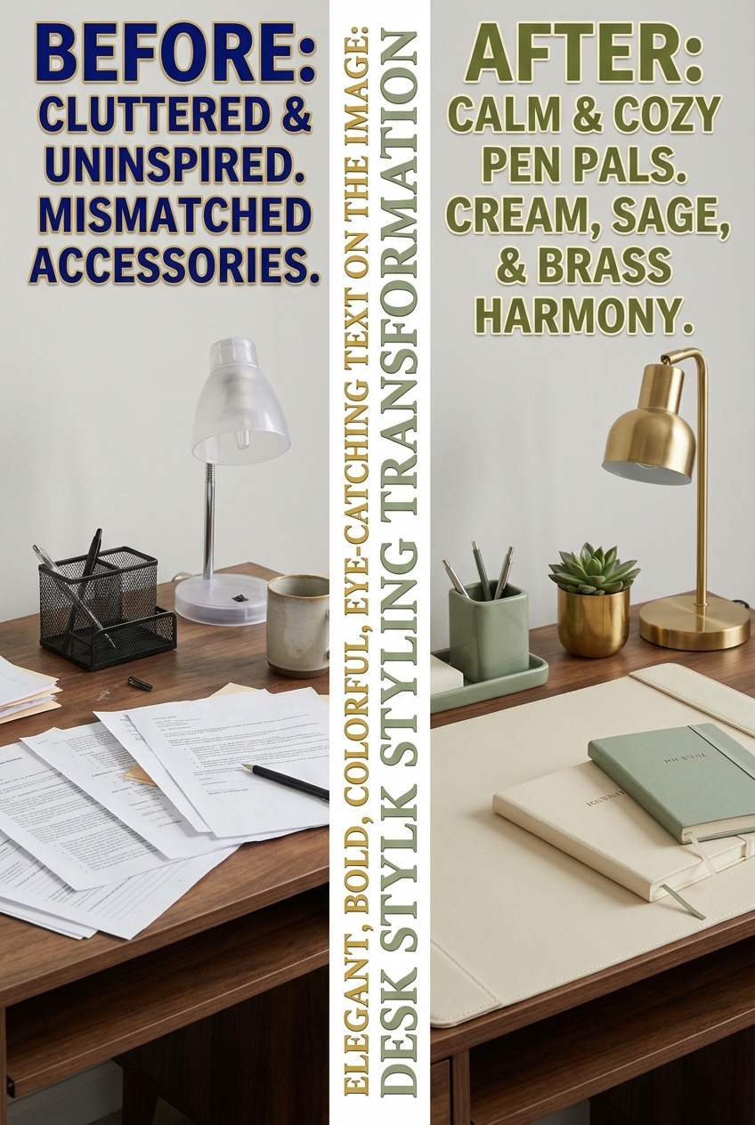 Cream + Sage + Brass: Calm and Cozy Pen Pals Desk Styling - photo 5