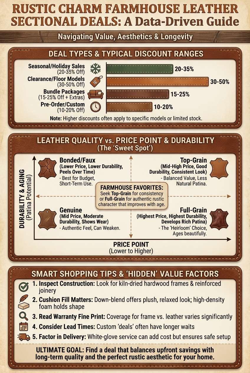 Rustic Charm Farmhouse Leather Sectional Deals - photo 3