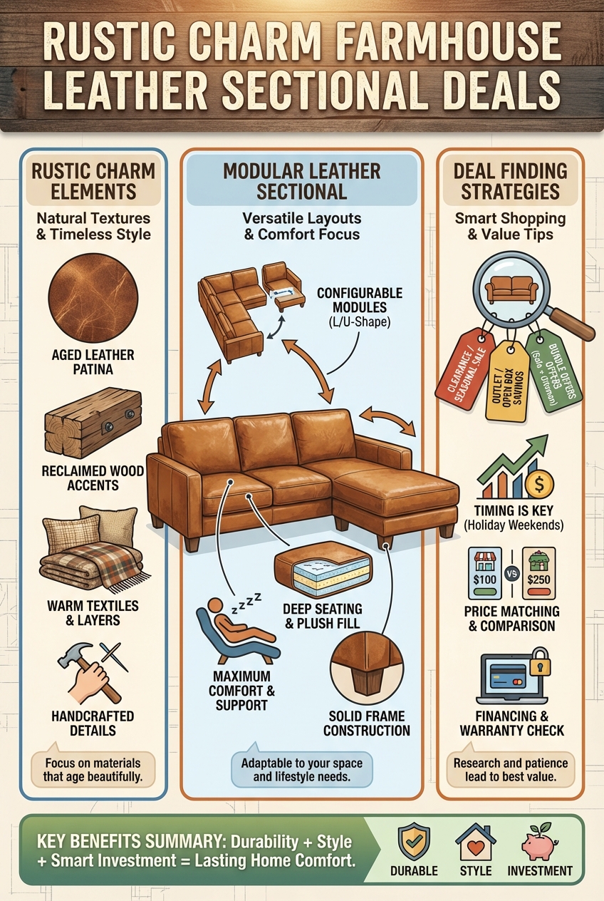 Rustic Charm Farmhouse Leather Sectional Deals - photo 4