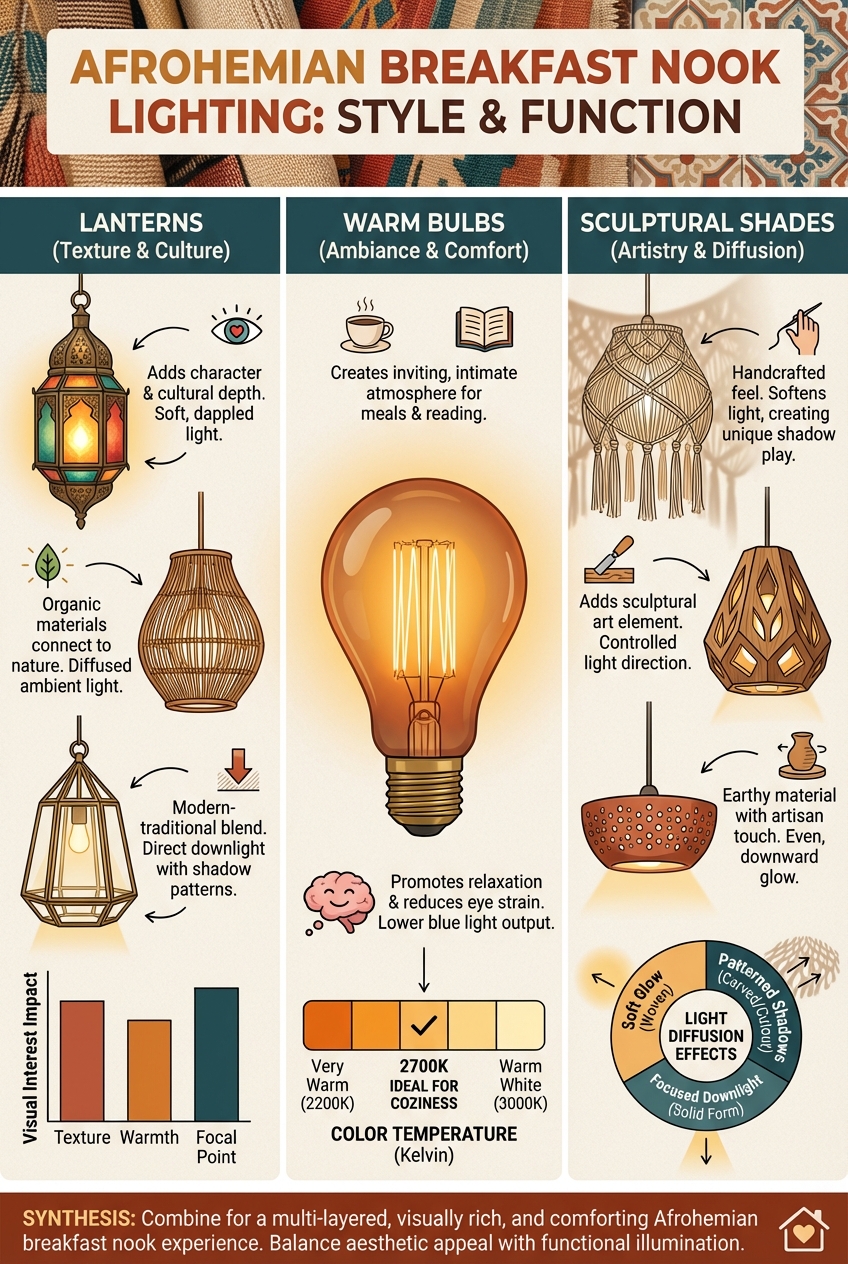 Afrohemian Breakfast Nook Lighting: Lanterns, Warm Bulbs, and Sculptural Shades - photo 3
