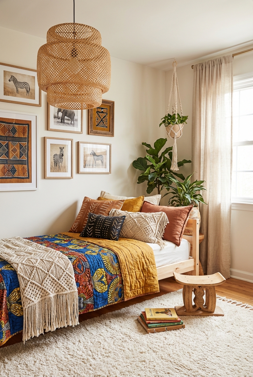 How to Style an Afrohemian Kids Room (African Prints + Boho Neutrals)
