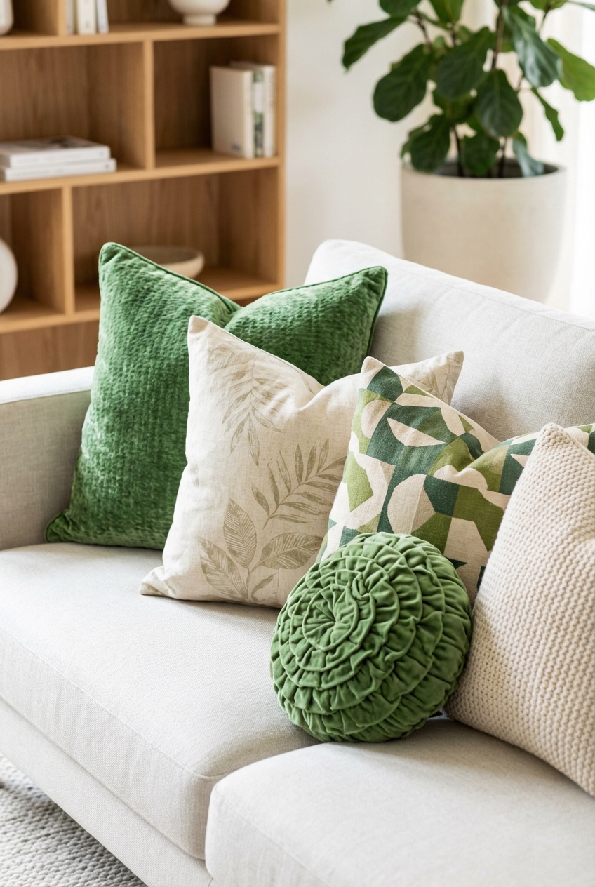Cabbage Crush Throw Pillow Combos: Green, Cream, and Pattern