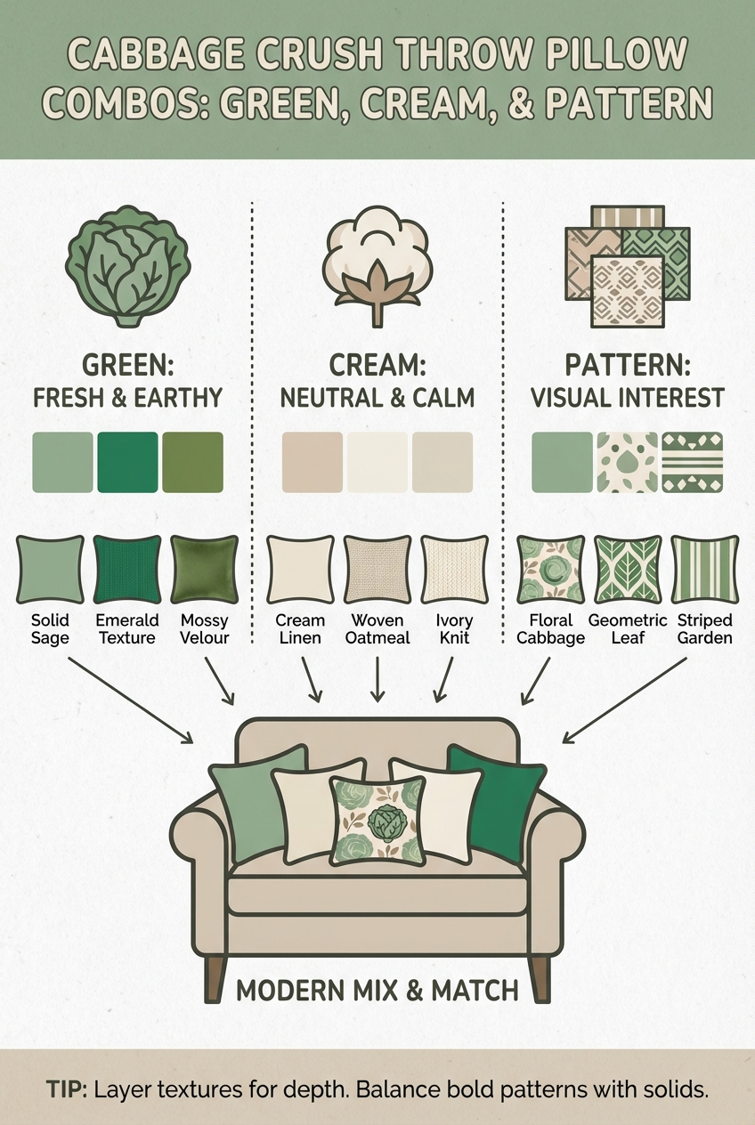 Cabbage Crush Throw Pillow Combos: Green, Cream, and Pattern - photo 4