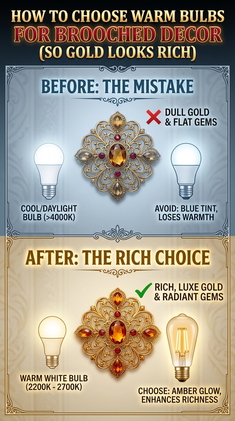 How to Choose Warm Bulbs for Brooched Decor (So Gold Looks Rich) - photo 5