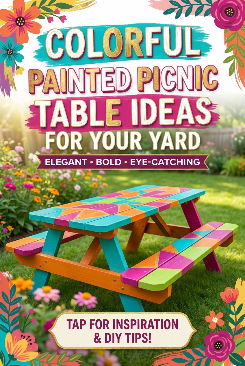 Colorful Painted Picnic Table Ideas for Your Yard - photo 2