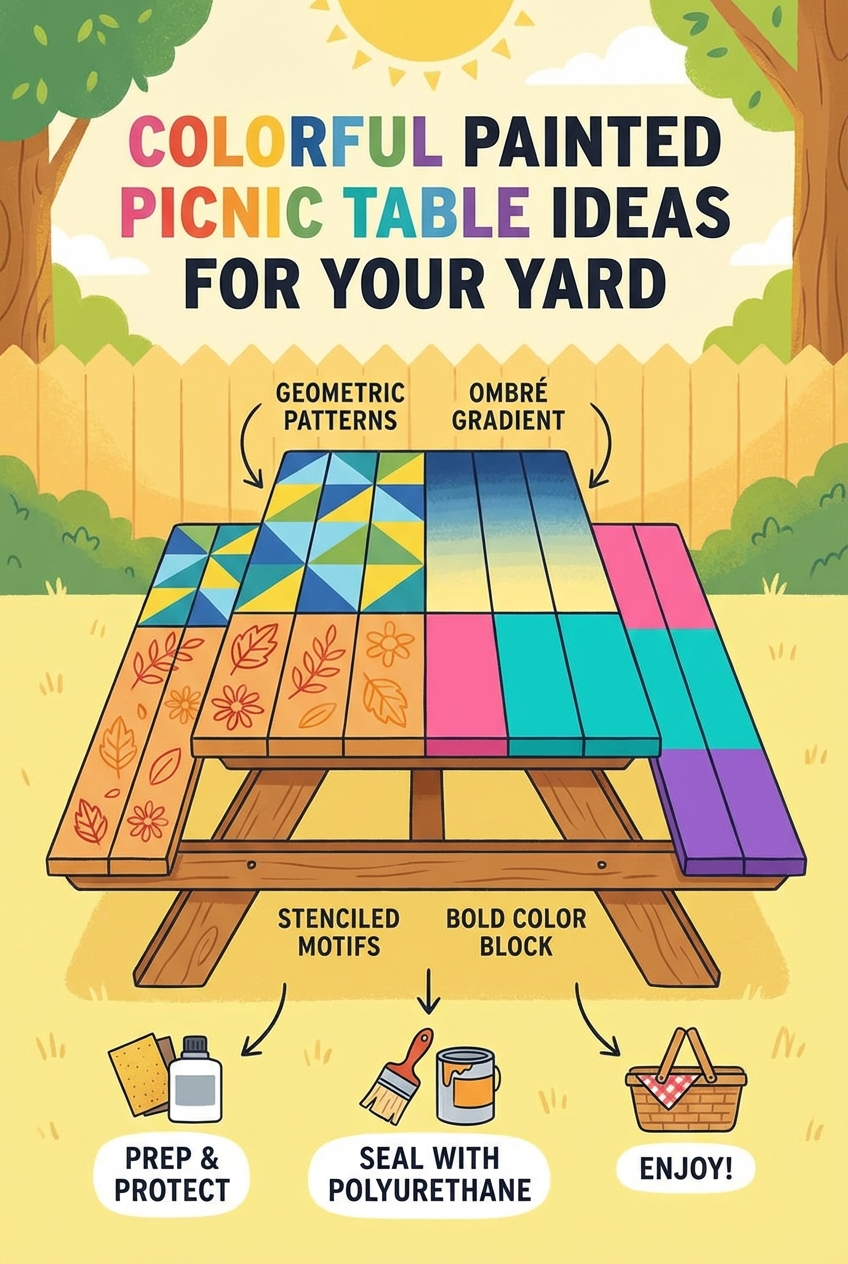 Colorful Painted Picnic Table Ideas for Your Yard - photo 4