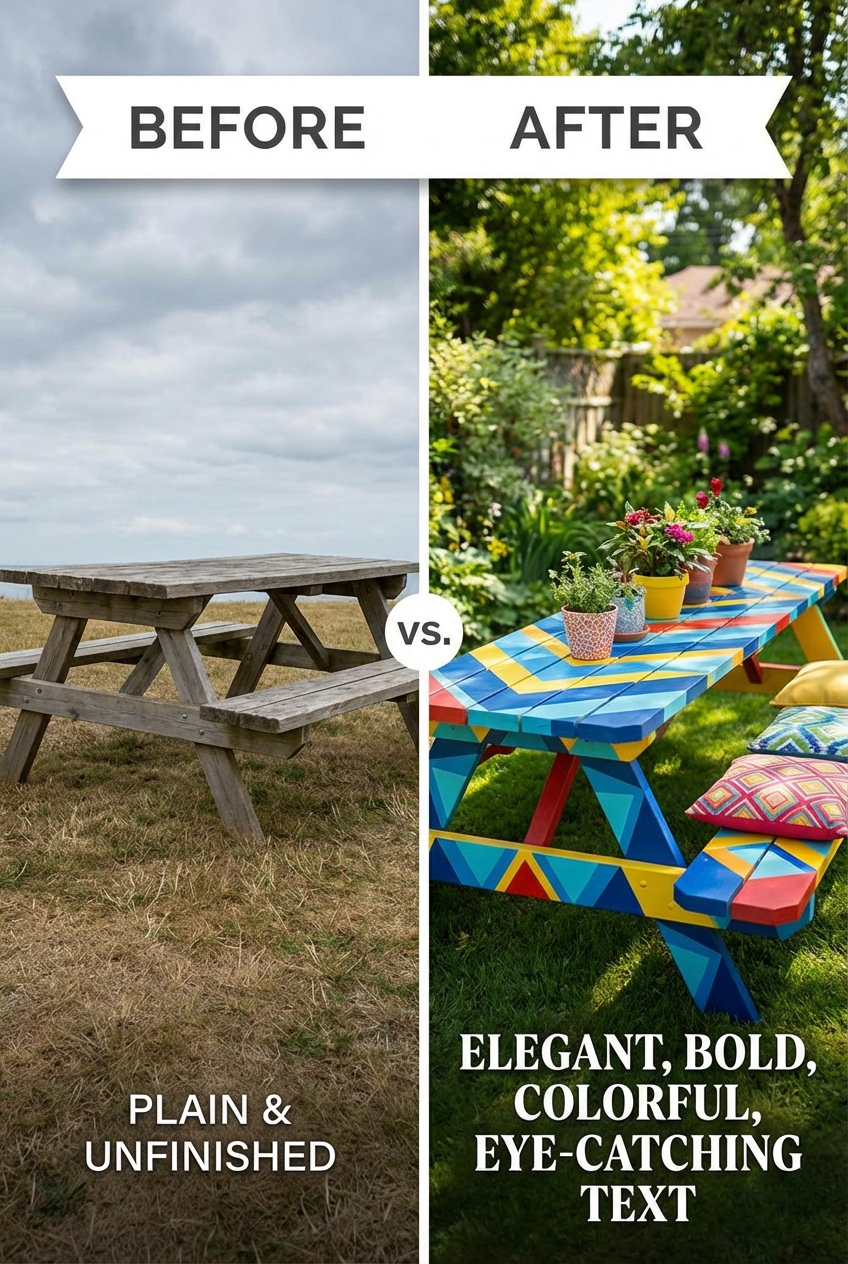 Colorful Painted Picnic Table Ideas for Your Yard - photo 5