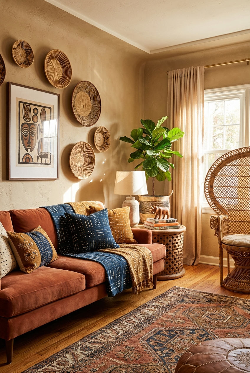 Afrohemian Living Room Decor Ideas for a Warm, Collected Home