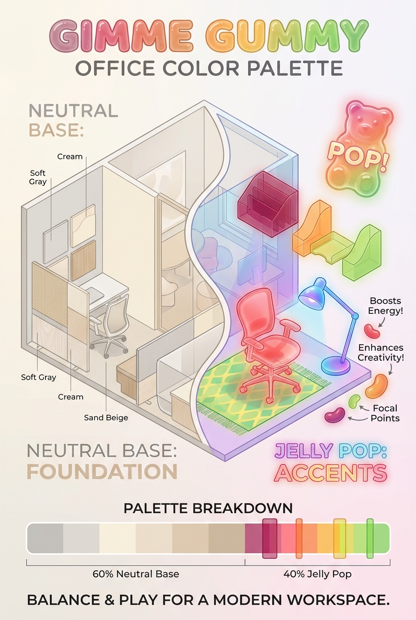 Gimme Gummy Office Color Palette: neutral base + jelly pop - photo 4