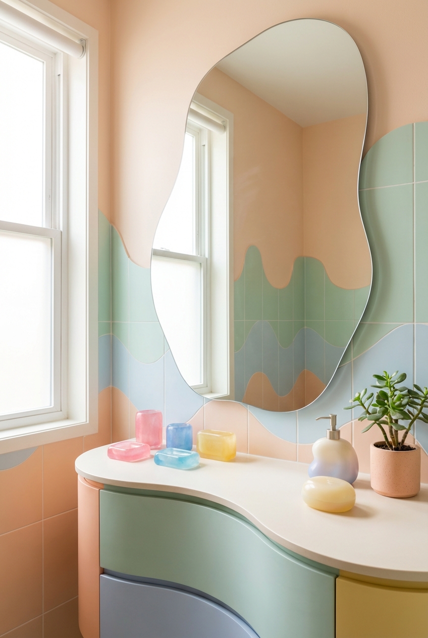 Gimme Gummy Bathroom Ideas with Blob Mirrors