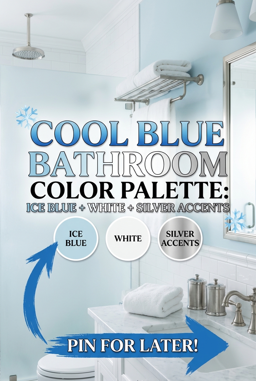 Cool Blue Bathroom Color Palette: Ice Blue + White + Silver Accents - photo 2