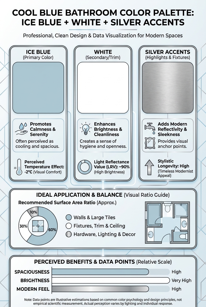Cool Blue Bathroom Color Palette: Ice Blue + White + Silver Accents - photo 3