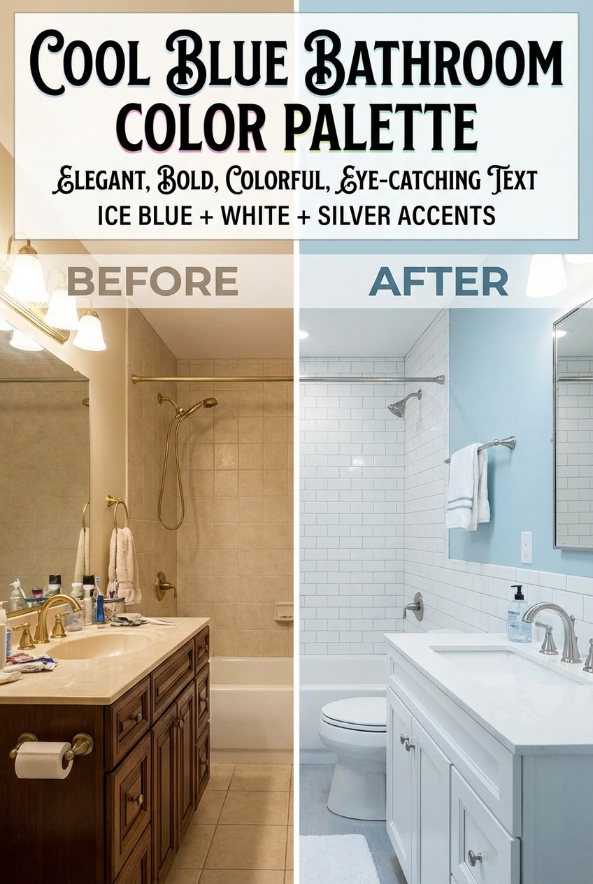 Cool Blue Bathroom Color Palette: Ice Blue + White + Silver Accents - photo 5