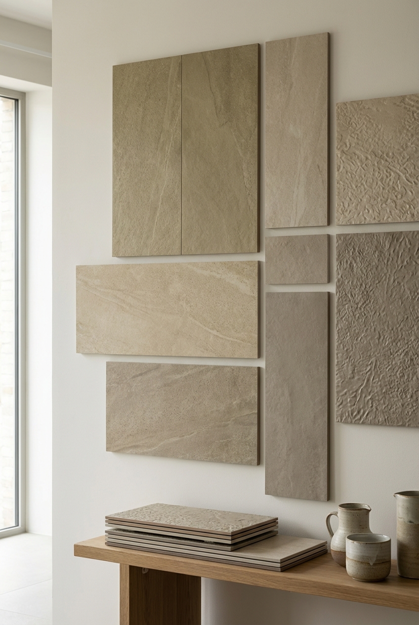 Khaki Coded Tile Ideas: stone looks and subtle texture