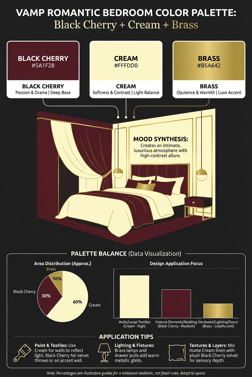 Vamp Romantic Bedroom Color Palette: Black Cherry + Cream + Brass - photo 3