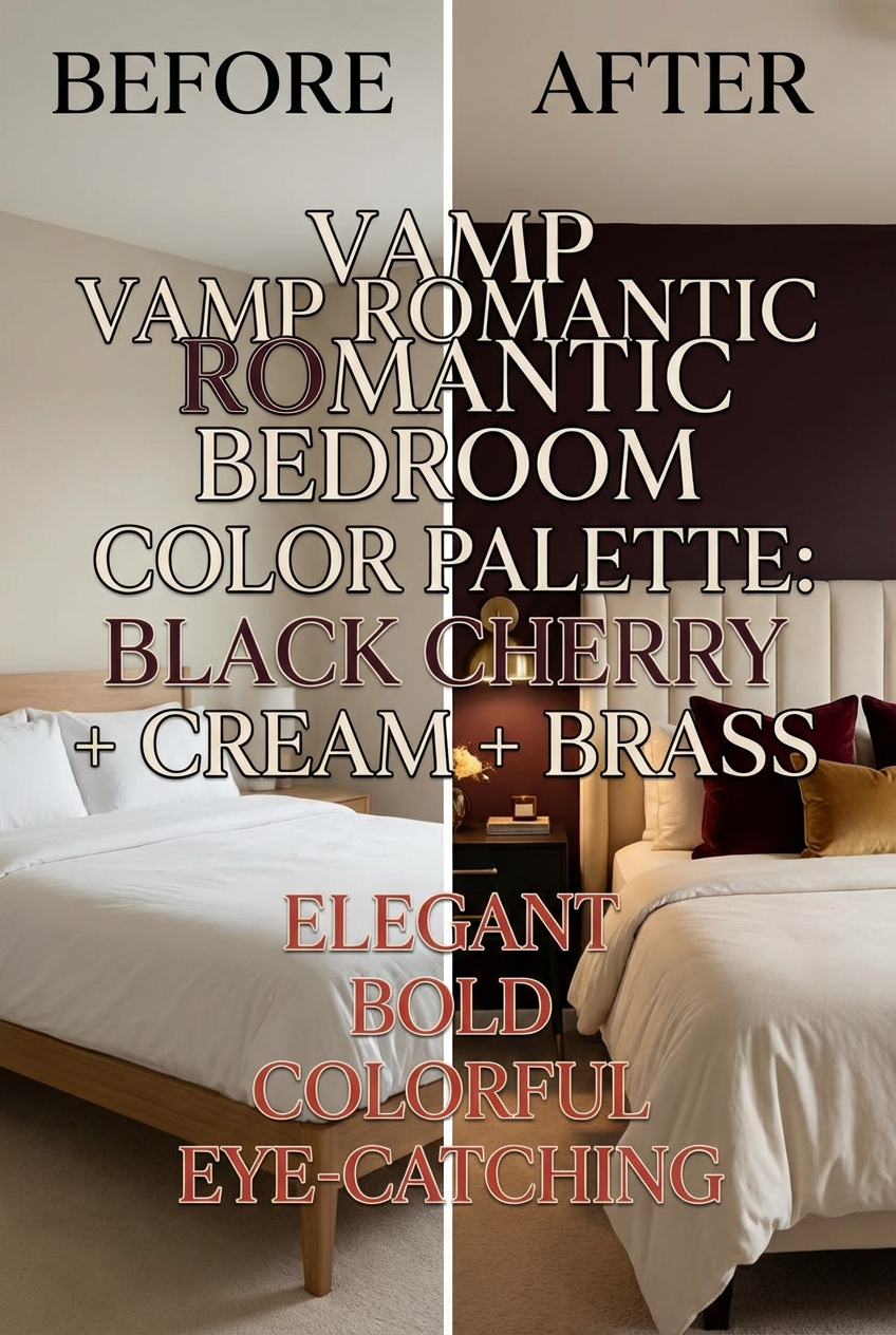 Vamp Romantic Bedroom Color Palette: Black Cherry + Cream + Brass - photo 5