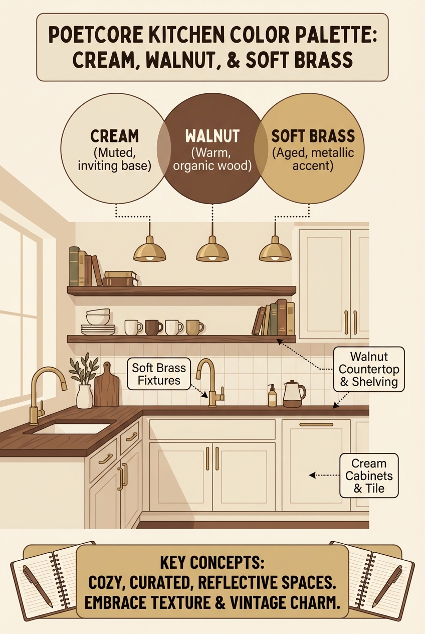 Poetcore Kitchen Color Palette: Cream, Walnut, and Soft Brass - photo 4