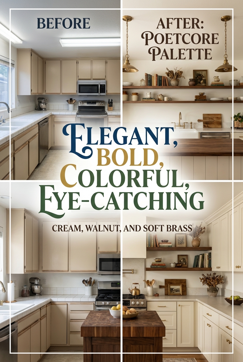 Poetcore Kitchen Color Palette: Cream, Walnut, and Soft Brass - photo 5