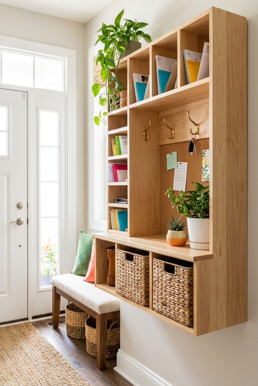DIY Mail Station Wall Organizer for Small Entryways