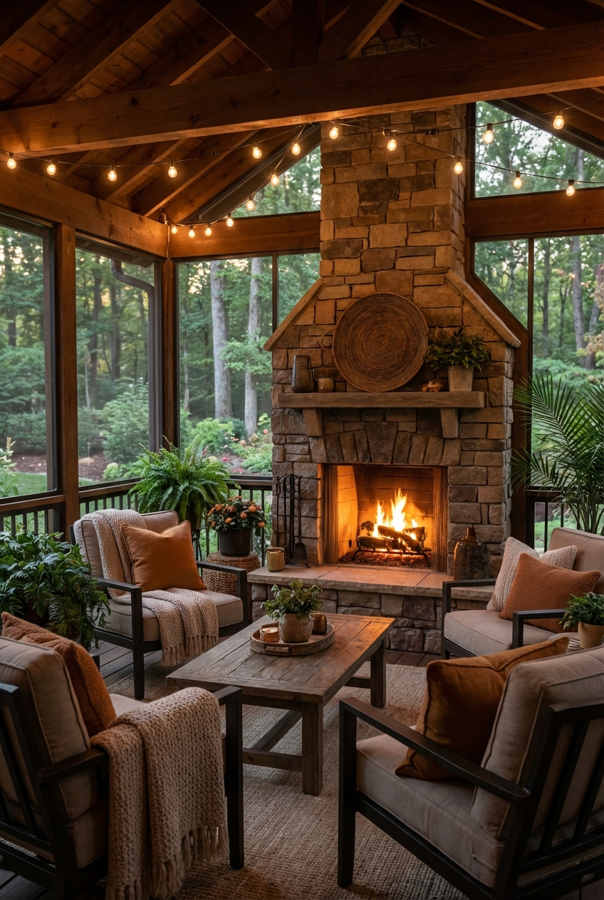 Cozy Screen Porch Fireplace Ideas I Love