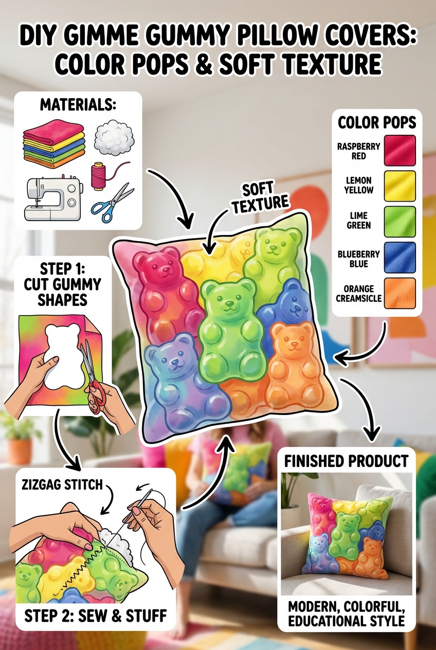DIY Gimme Gummy Pillow Covers: color pops and soft texture - photo 4