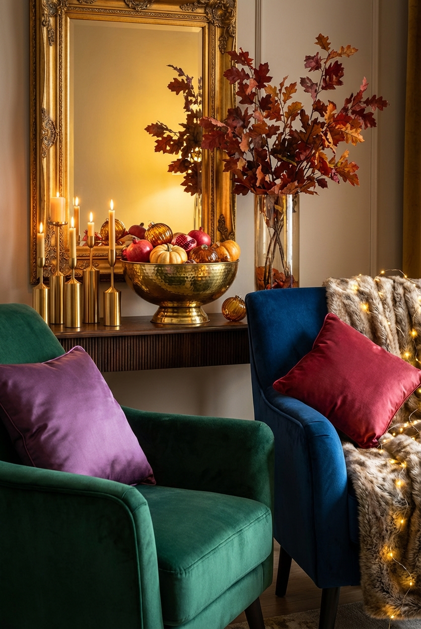 Glamoratti Decor for Fall: jewel tones and warm gold glow
