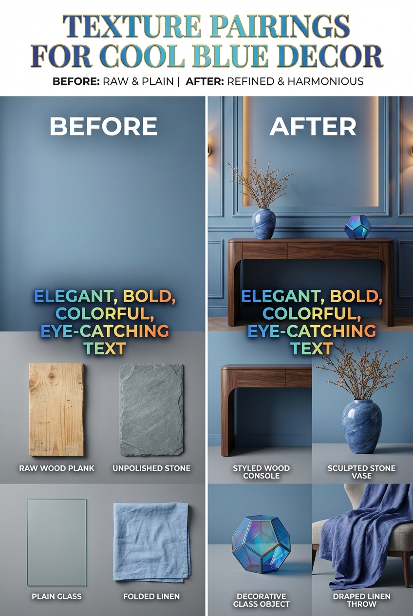 Texture Pairings for Cool Blue Decor: Wood, Stone, Glass, Linen - photo 5