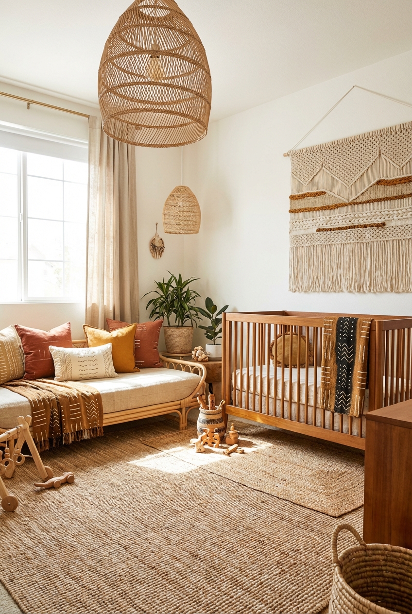Afro-Chic Kids Room Styling: Natural Fibers, Artisan Texture, and Warm Woods