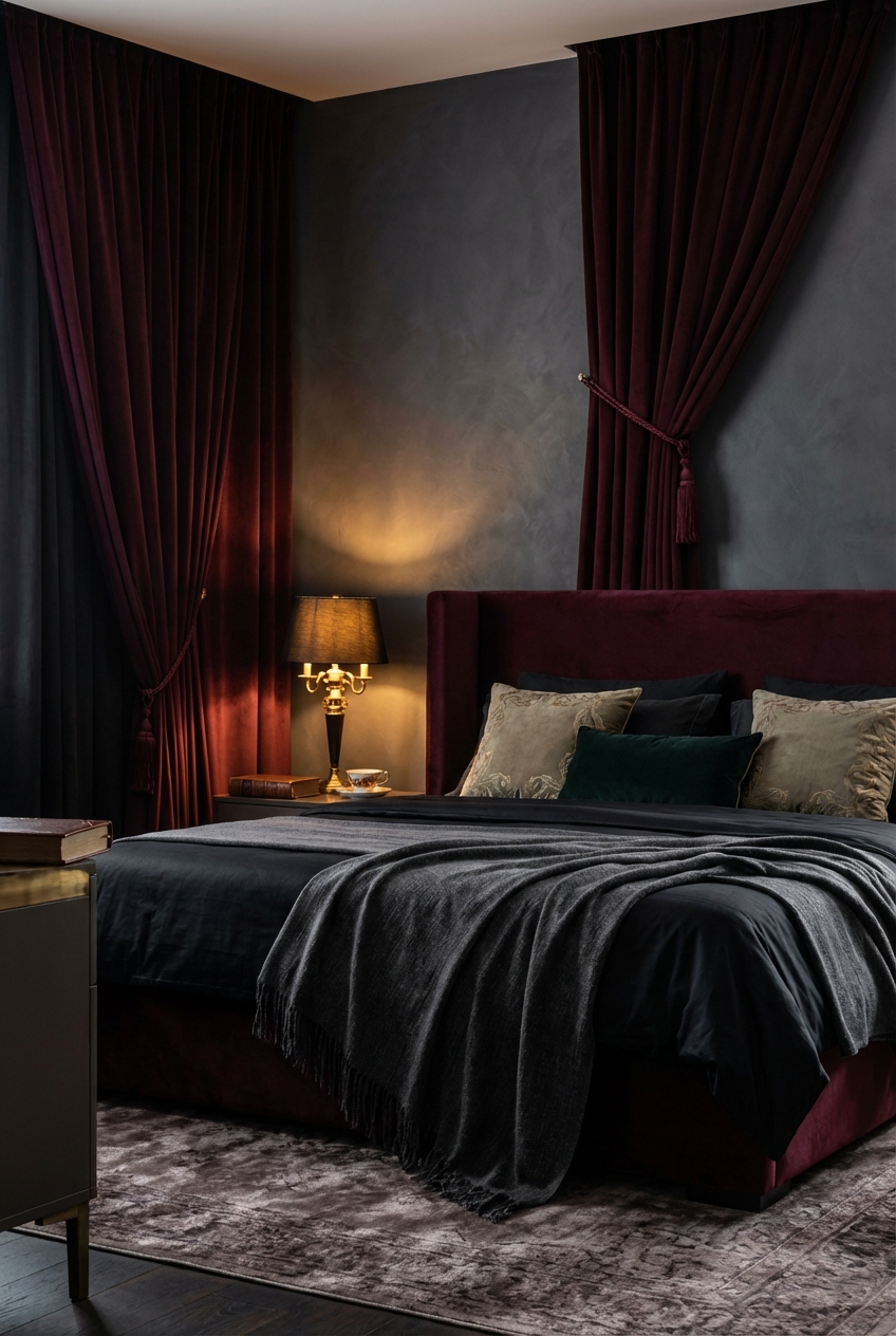 Opera Aesthetic Bedroom Color Palettes: From Deep Burgundy to Soft Noir