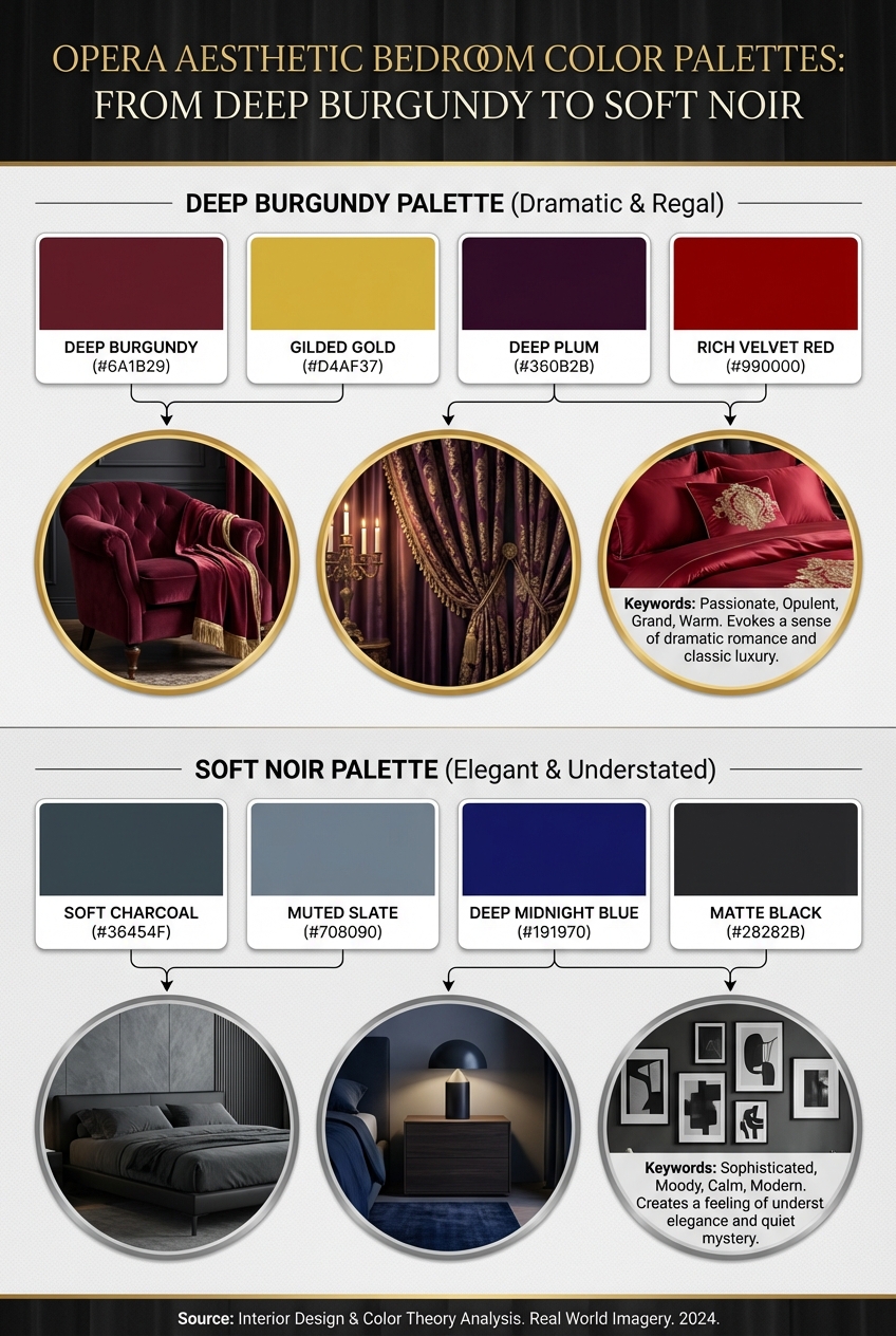 Opera Aesthetic Bedroom Color Palettes: From Deep Burgundy to Soft Noir - photo 3
